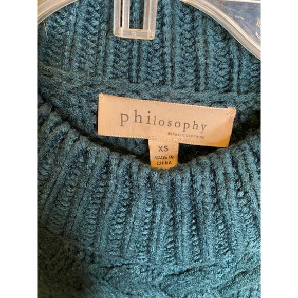 PHILOSOPHY Turtleneck Cable knit Pullover sweater Chunky Teal - Picture 4 of 4